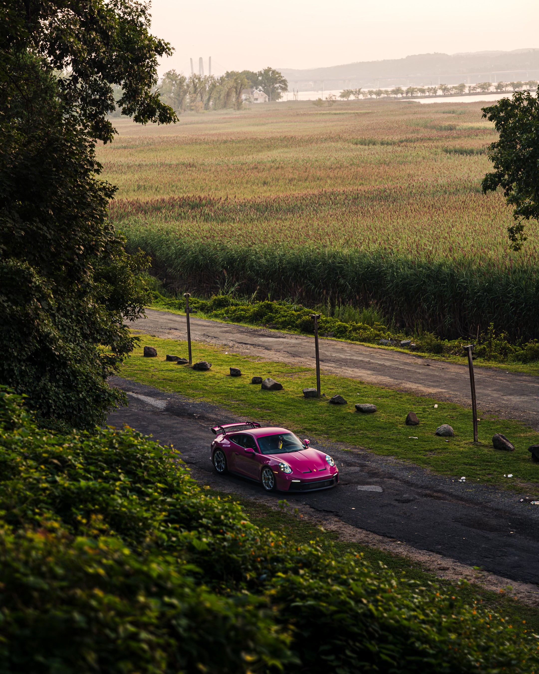 Classic Porsche 911 GT3 in the garage at dawn